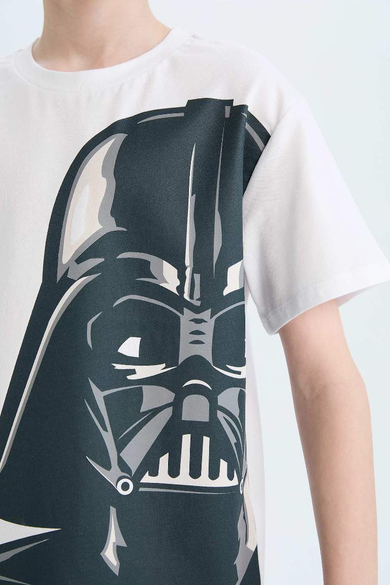 Erkek Çocuk Star Wars Pijama Takımı Bisiklet Yaka Kısa Kollu Üst Beli Lastikli Şort