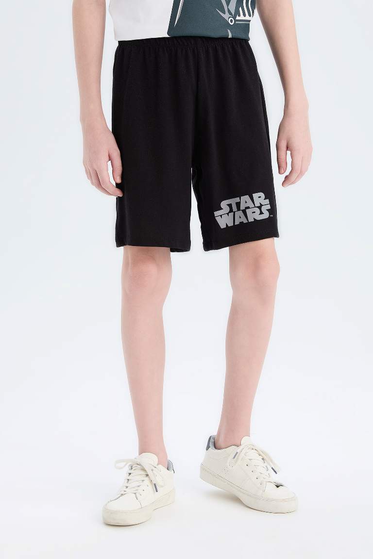 Erkek Çocuk Star Wars Pijama Takımı Bisiklet Yaka Kısa Kollu Üst Beli Lastikli Şort