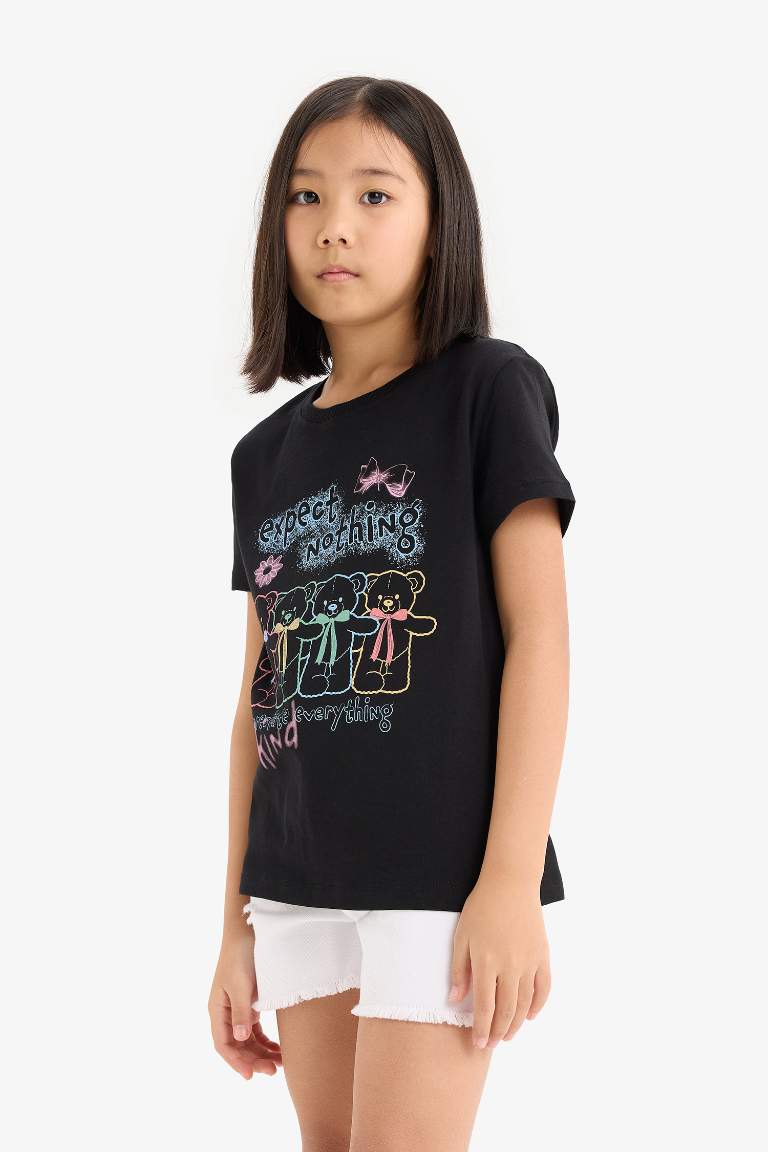 Girl Regular Fit Crew Neck Anime Print T-Shirt