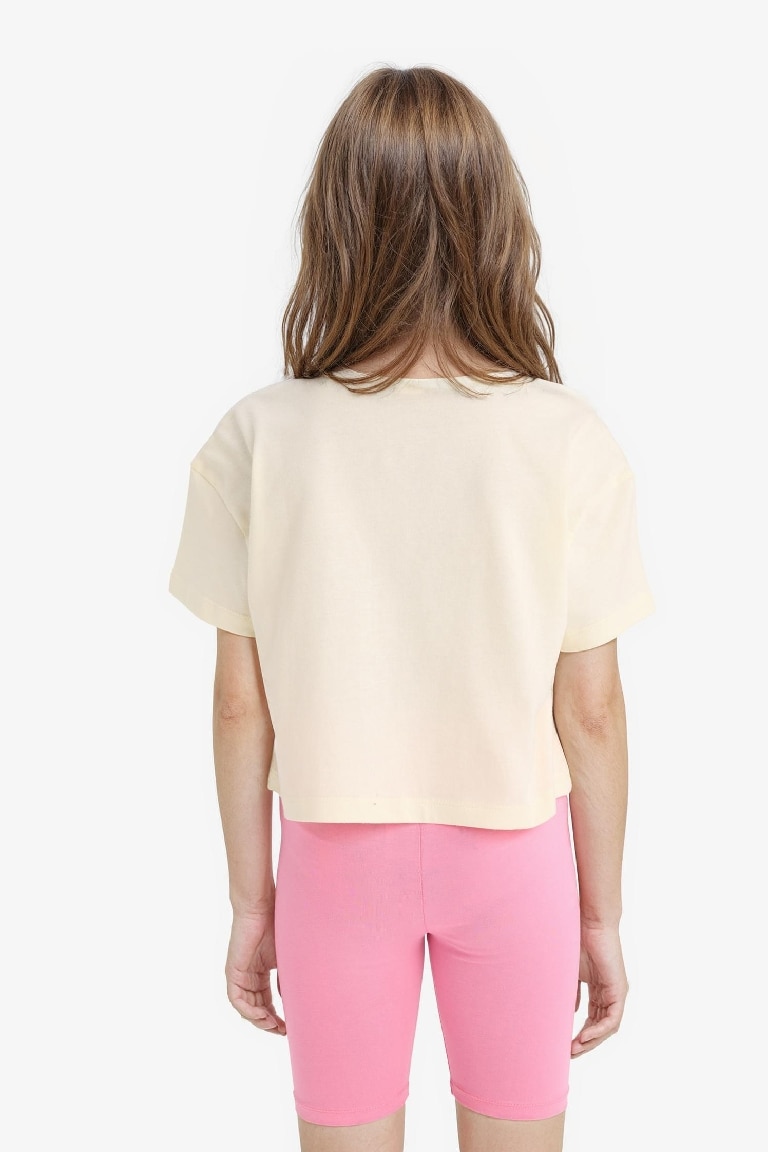 تيشيرت بناتي نص كم بطبعة حروف