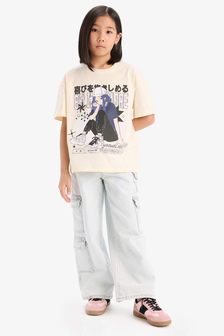 Girl Oversize Fit Crew Neck Printed T-Shirt