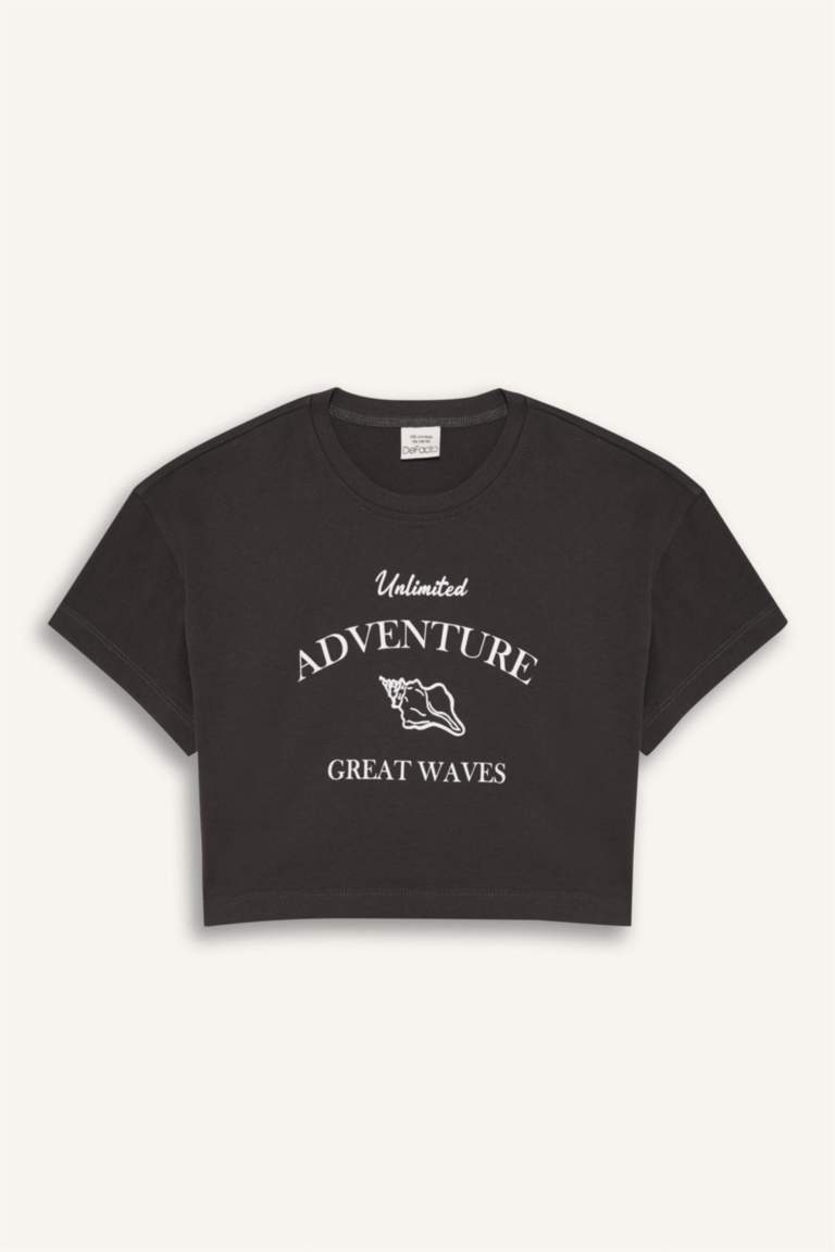 Girl Full Crop Crew Neck Short Sleeve T-Shirt