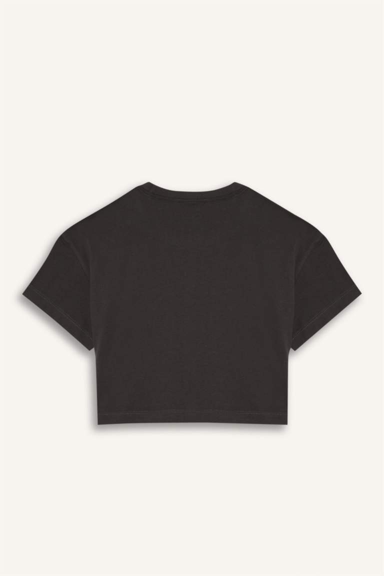 Girl Full Crop Crew Neck Short Sleeve T-Shirt