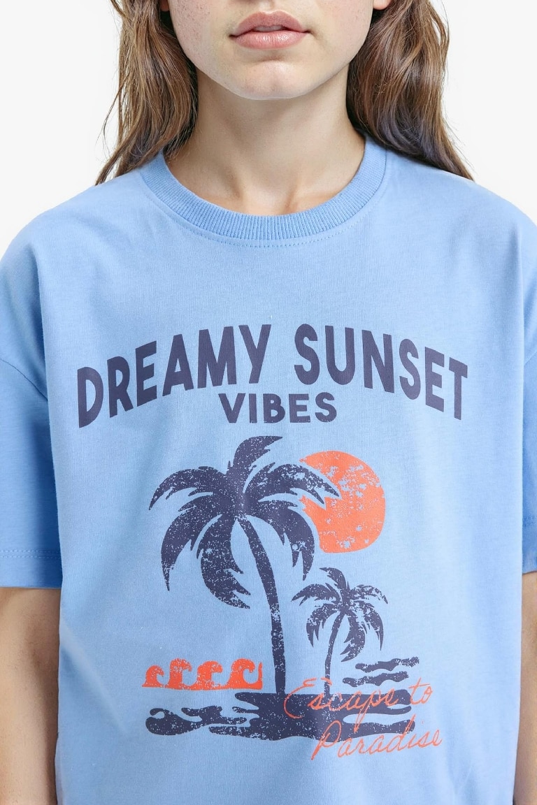 Girl Relax Fit Crew Neck Short Sleeve T-Shirt