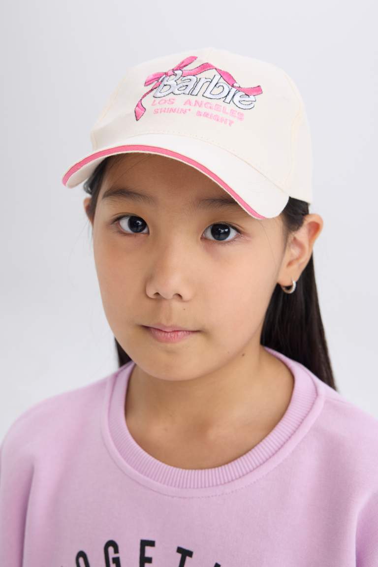 Girl Barbie Embroidered Cotton Cap