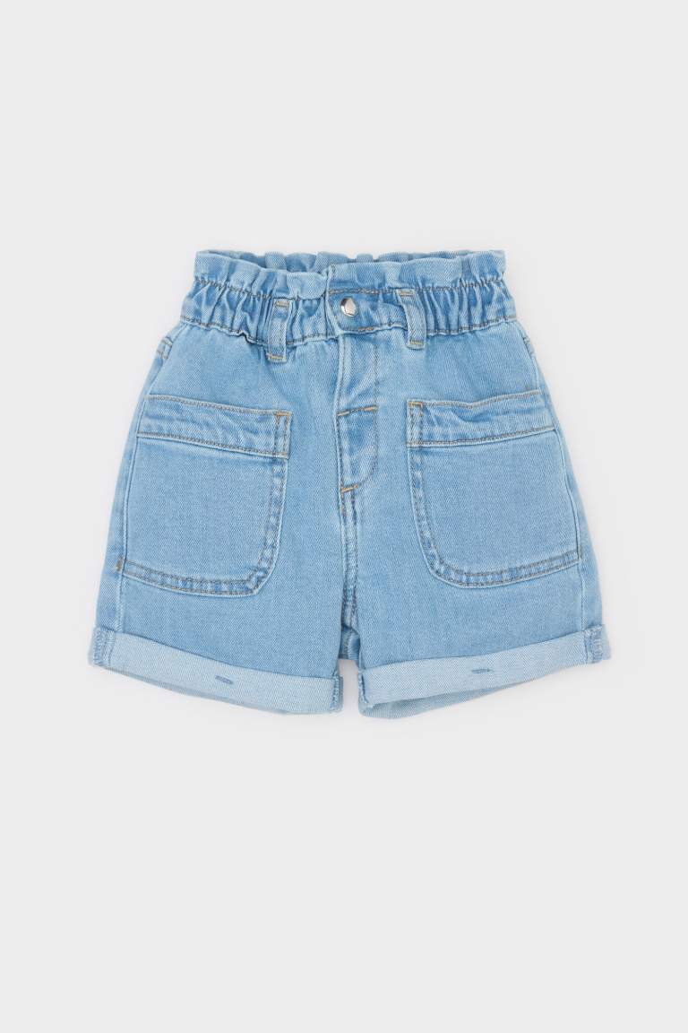 Baby Girl Paperbag Jean Shorts