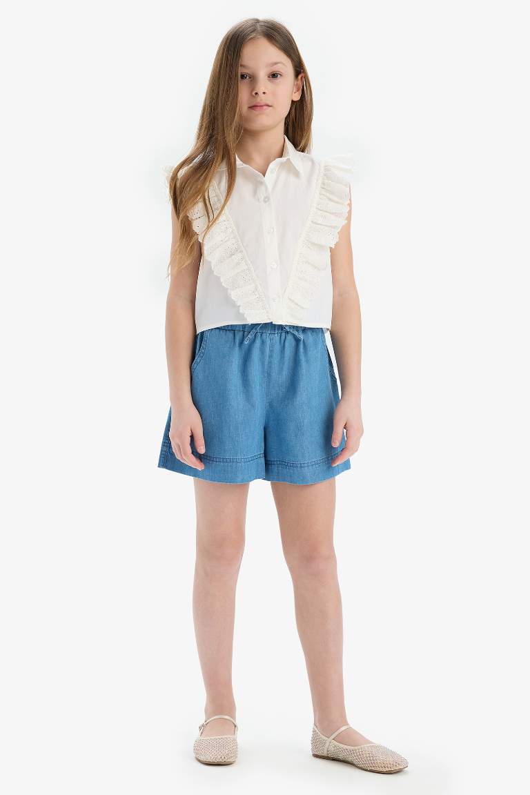 Girl Cotton Sleeveless Crop Shirt