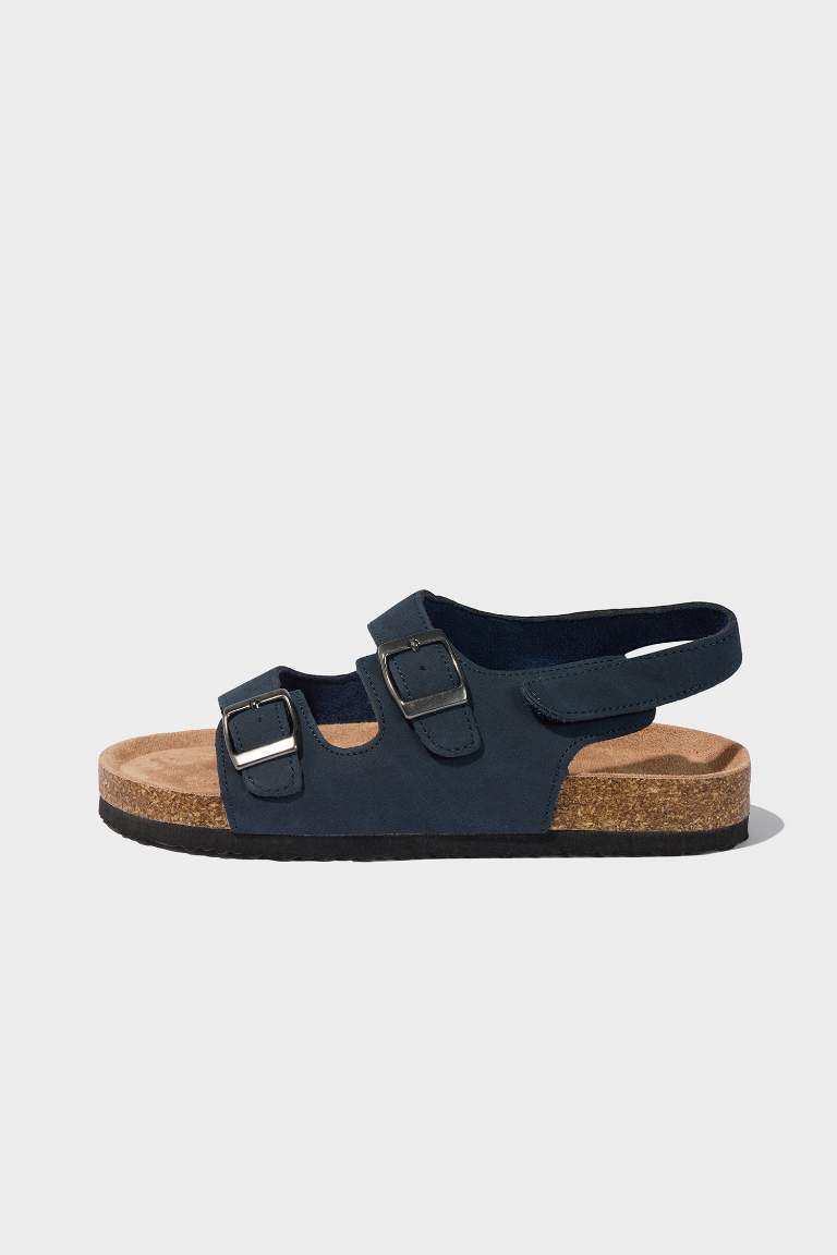 Boy Flat Sole Faux Leather Sandals