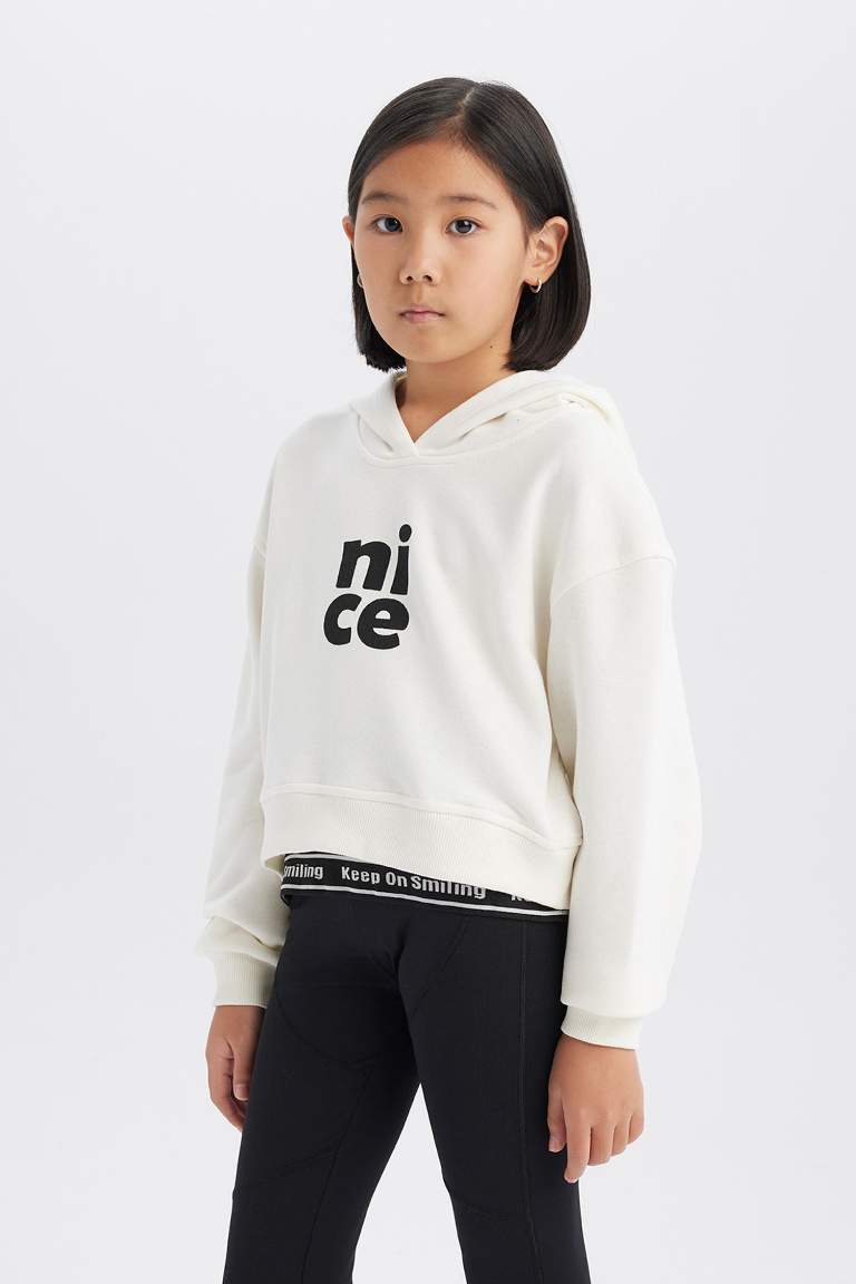 Girl Relax Fit Hooded Printed Sweatshirt