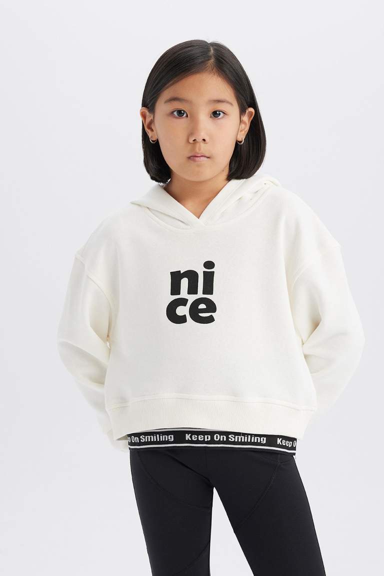 Girl Relax Fit Hooded Printed Sweatshirt