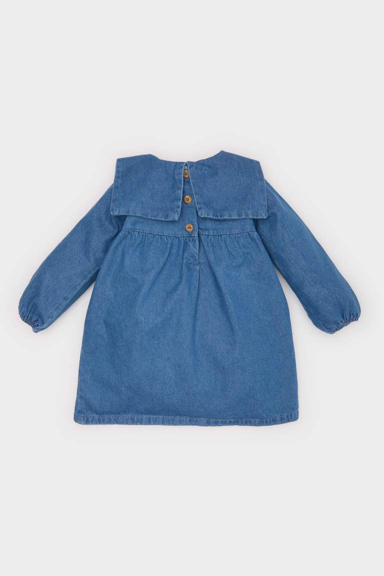 Baby Girl Embroidered Long Sleeve Jean Dress