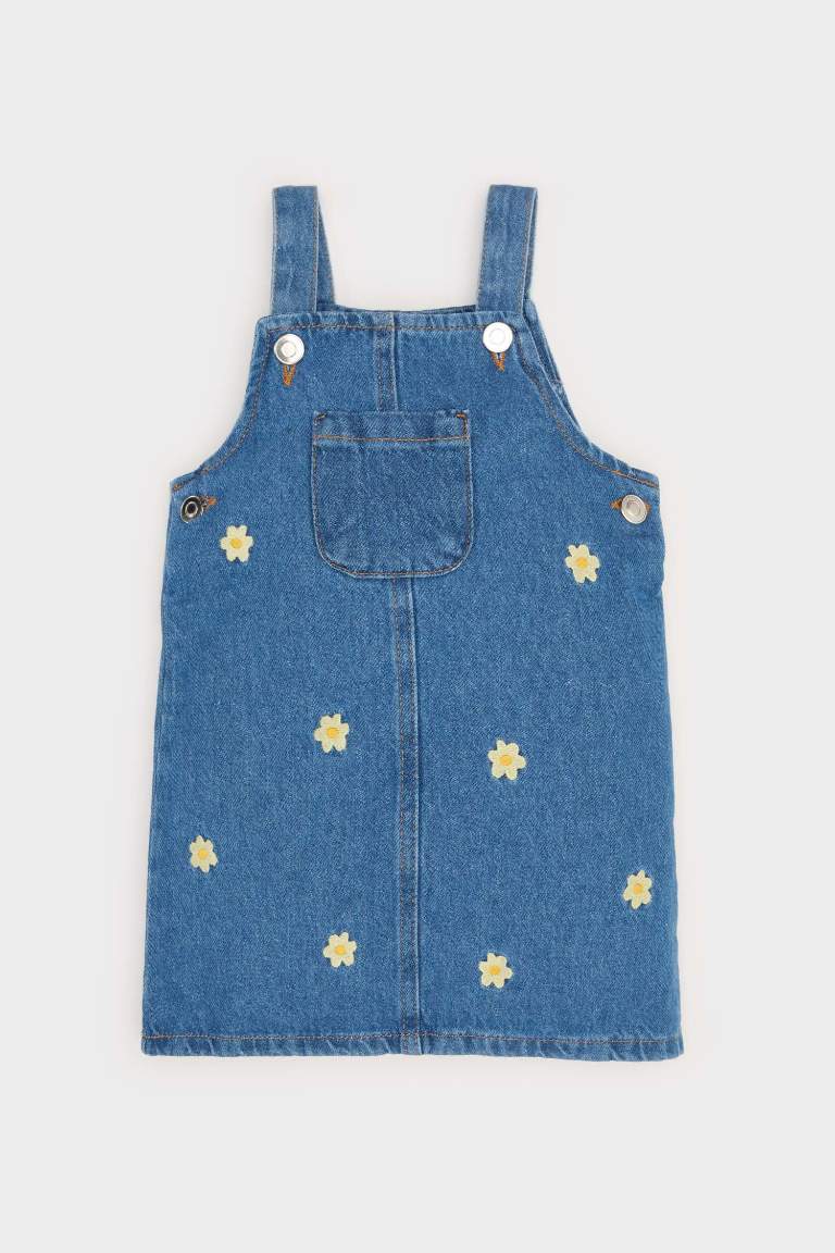 Baby Girl Floral Suspender Jean Dress