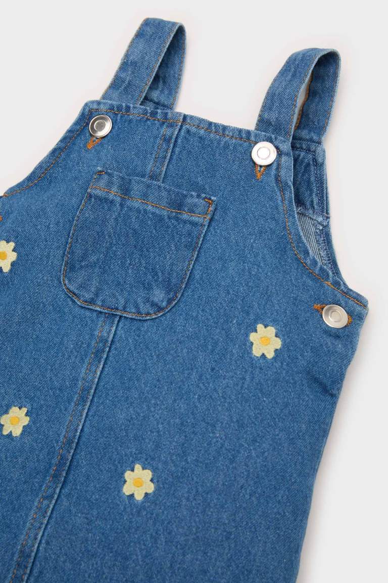 Baby Girl Floral Suspender Jean Dress