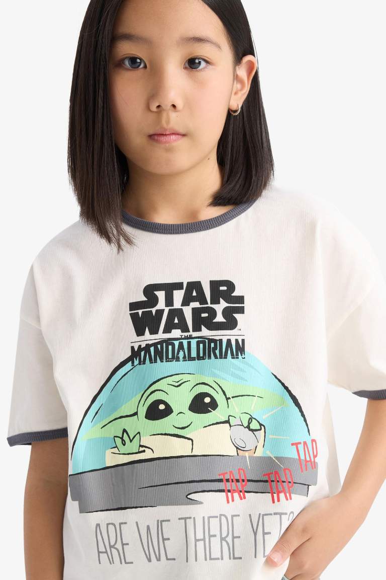 Girl Star Wars-Mandalorian Relax Fit Ribbed T-Shirt