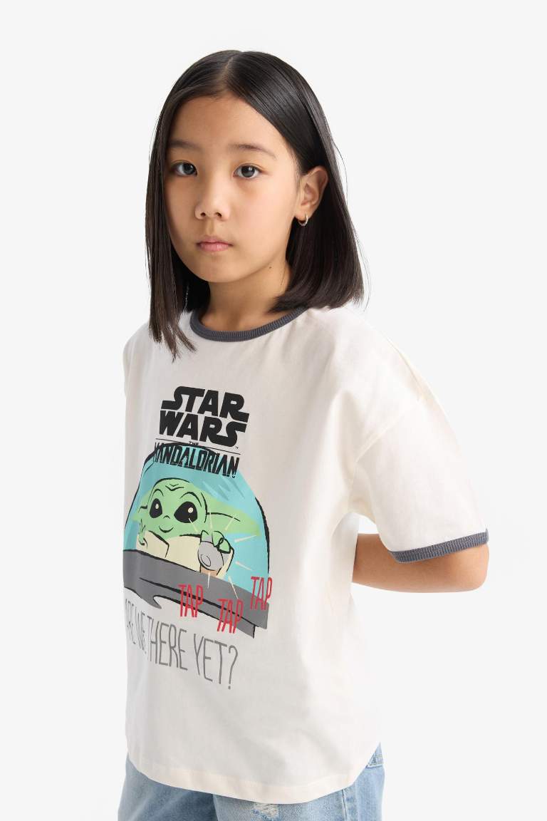 Girl Star Wars-Mandalorian Relax Fit Ribbed T-Shirt