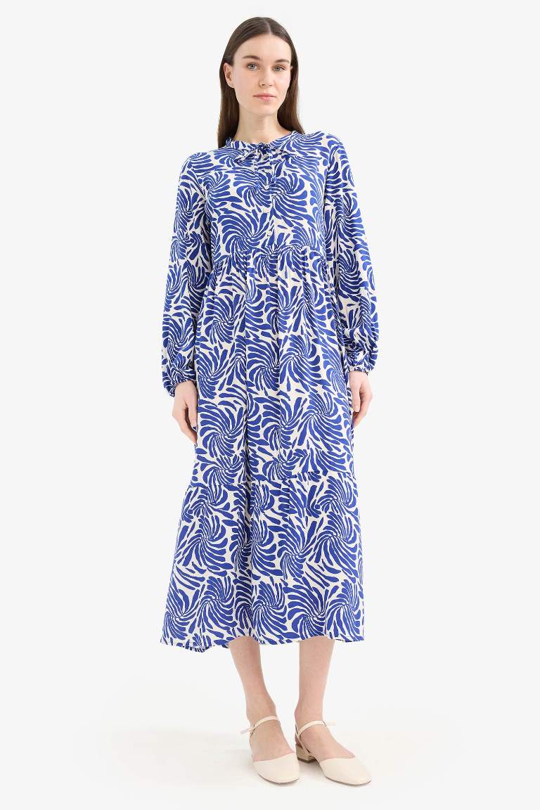 Crew Neck Printed Viscose Dress