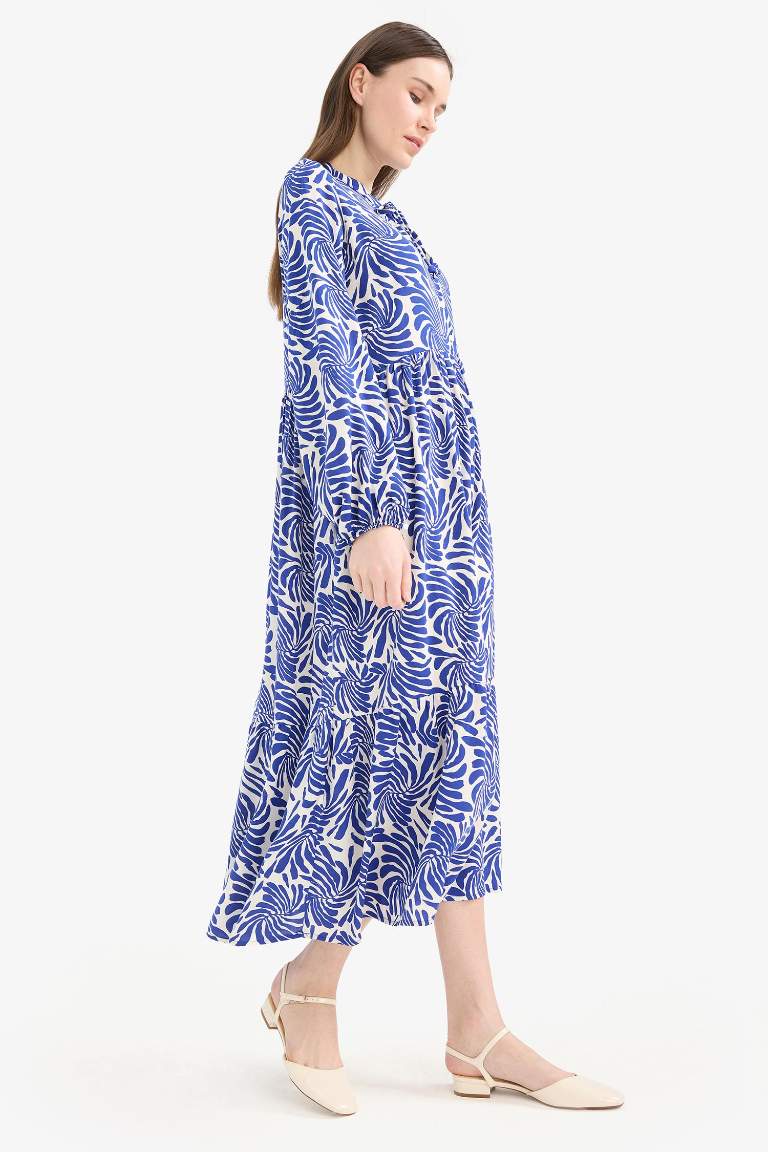 Crew Neck Printed Viscose Dress