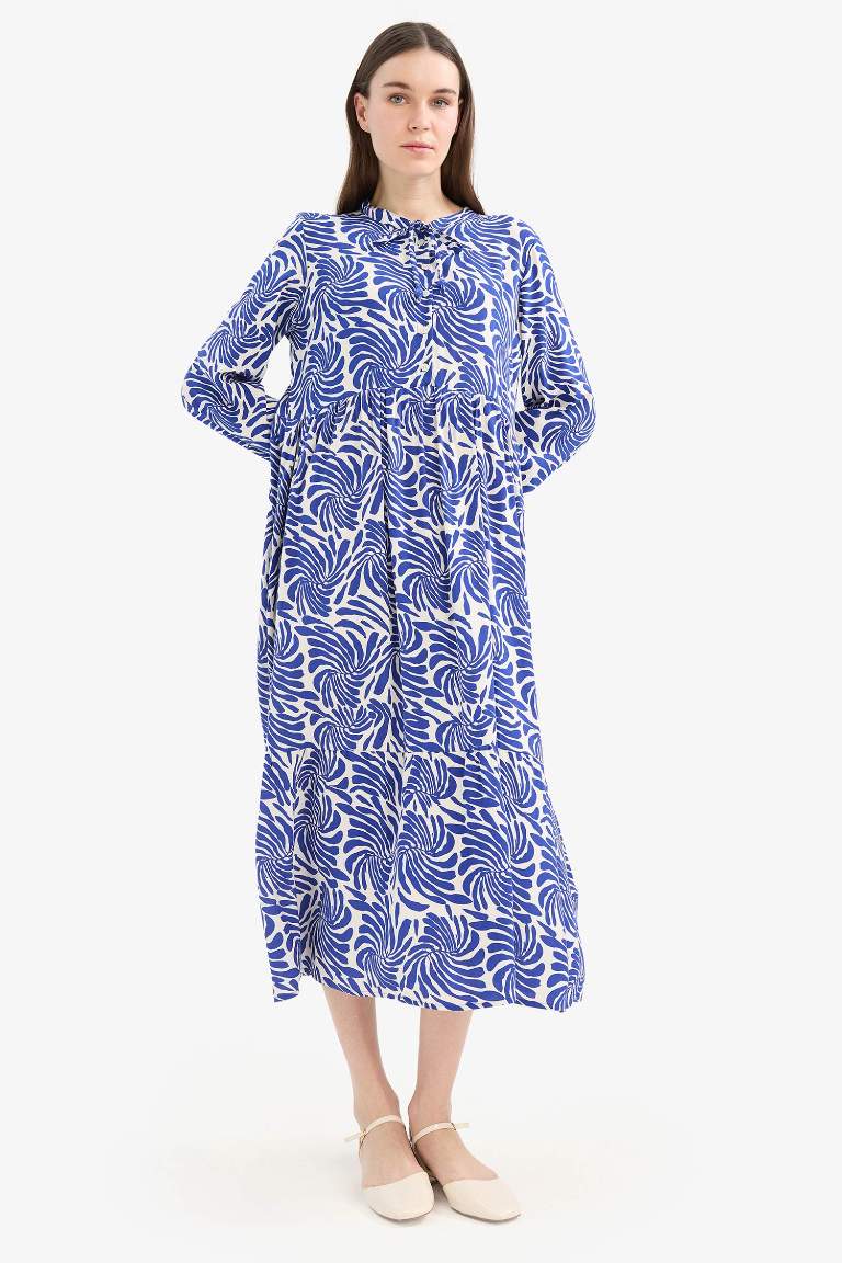 Crew Neck Printed Viscose Dress