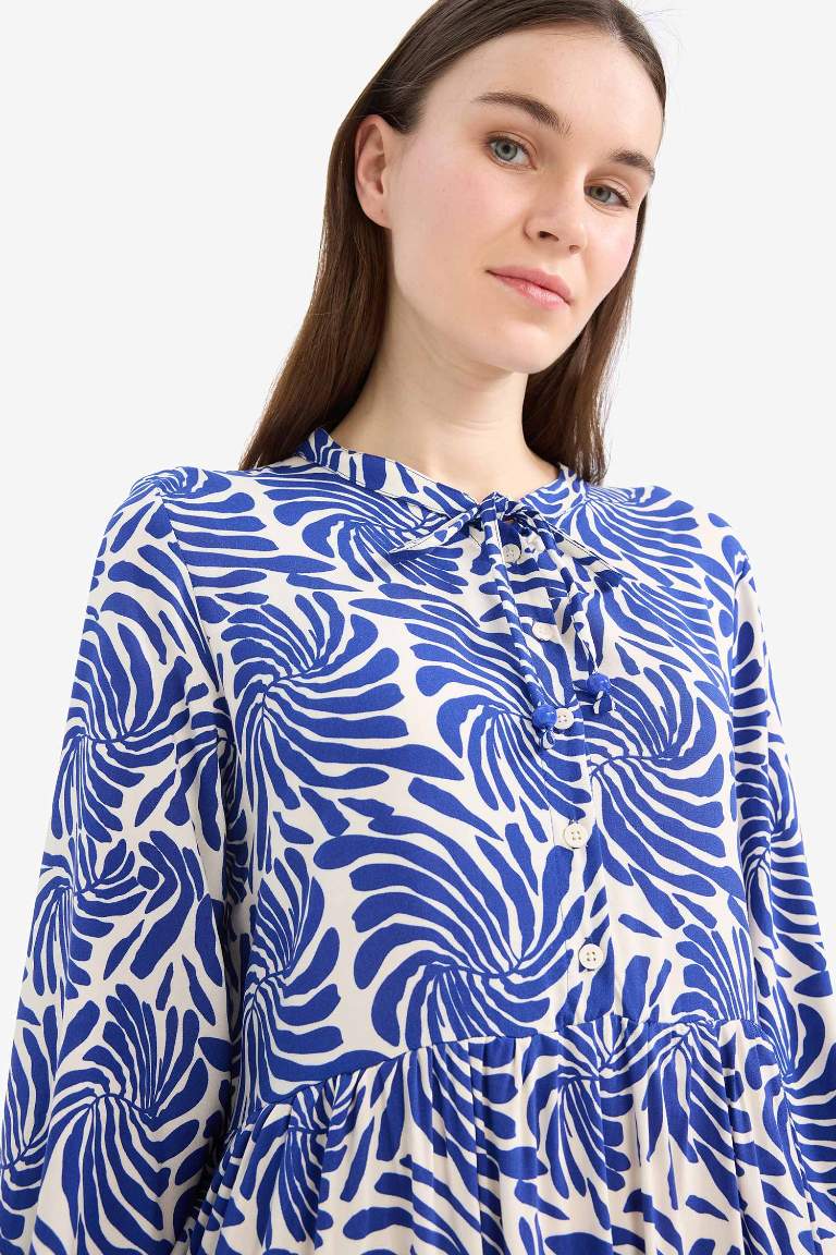 Crew Neck Printed Viscose Dress