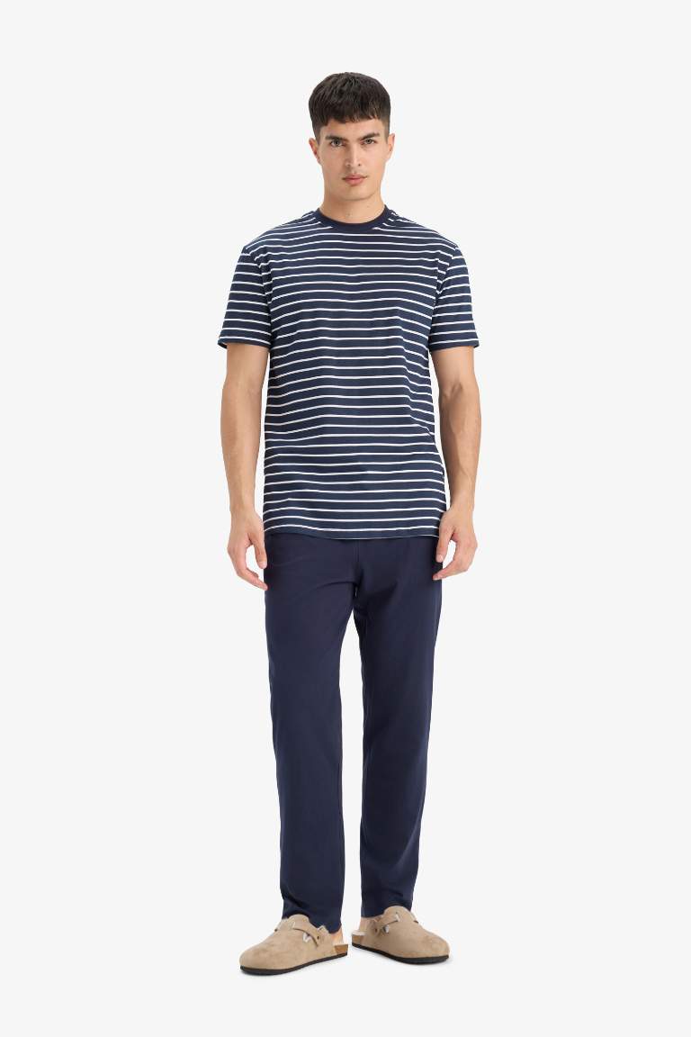 Pijama Takımı Regular Fit Çizgili Kısa Kollu Üst Uzun Alt