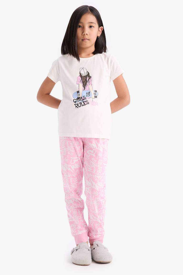 Girl Printed Top Bottom 2 Piece Pajama Set