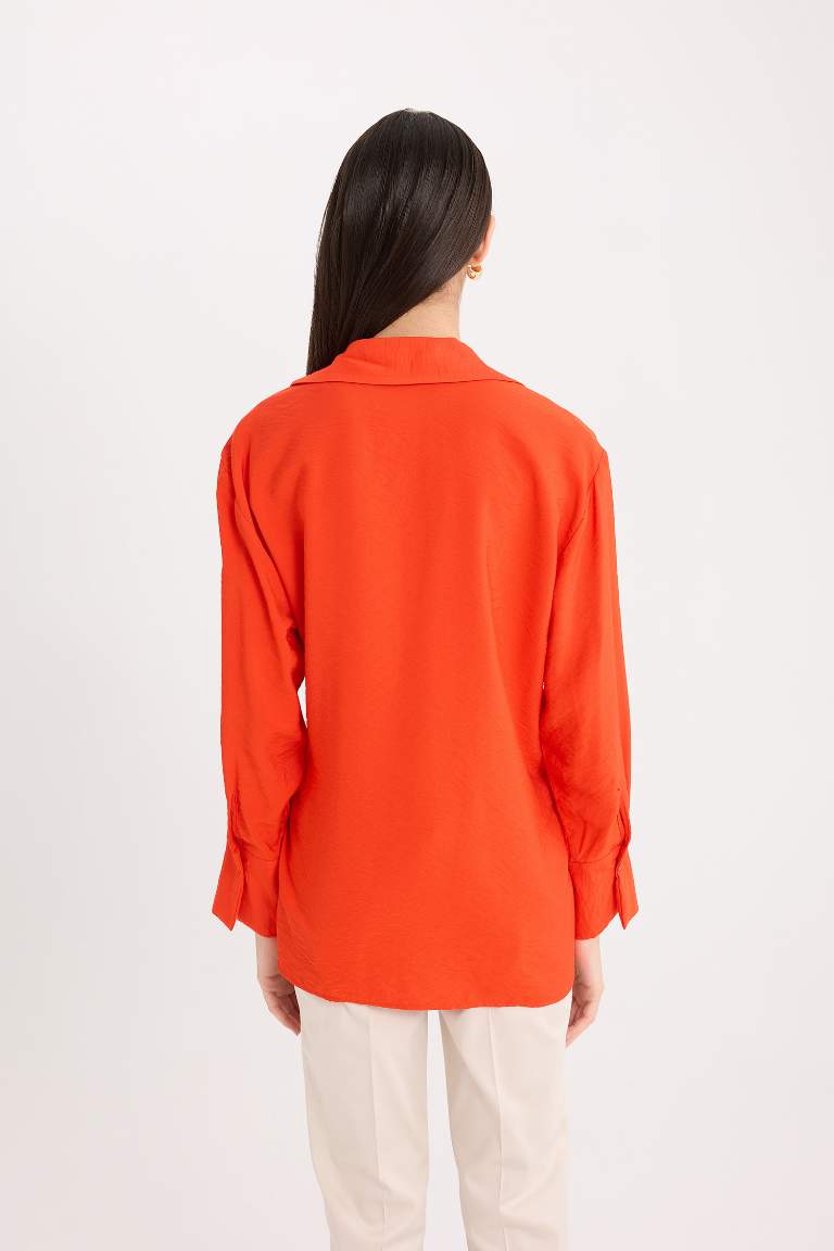 Oversize Fit Shirt Collar Long Sleeve Shirt