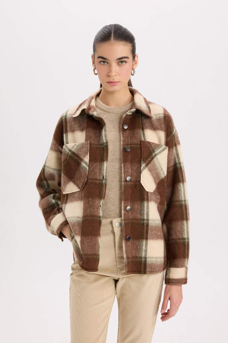 Oversize Fit Checked Flannel Shirt