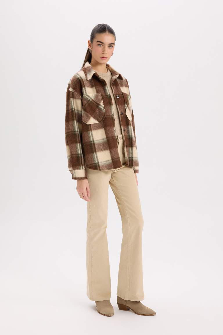 Oversize Fit Checked Flannel Shirt