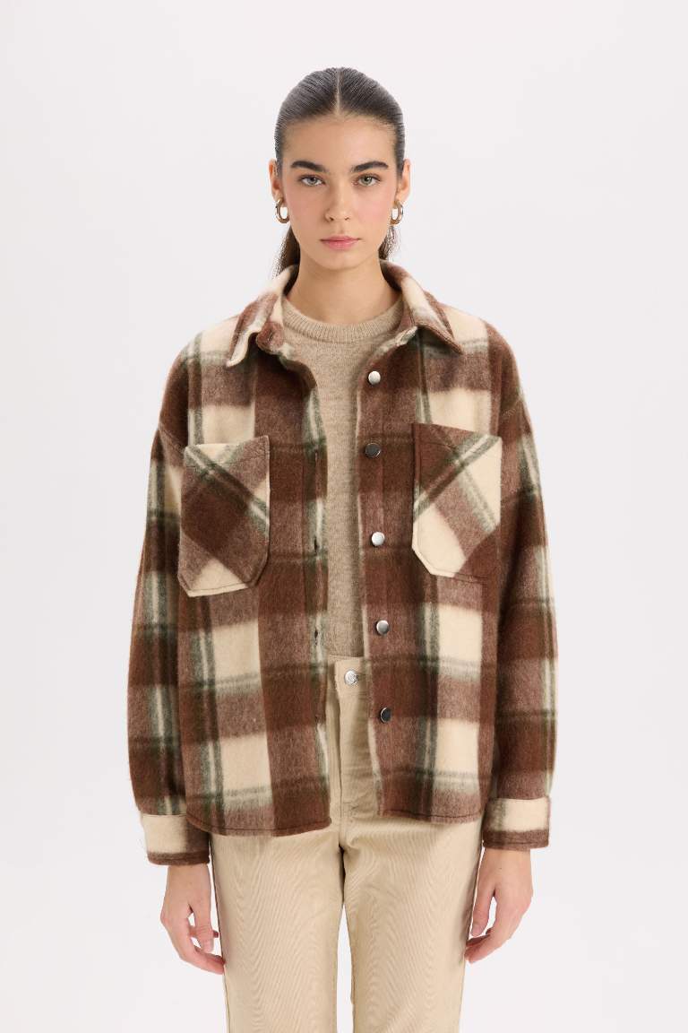 Oversize Fit Checked Flannel Shirt