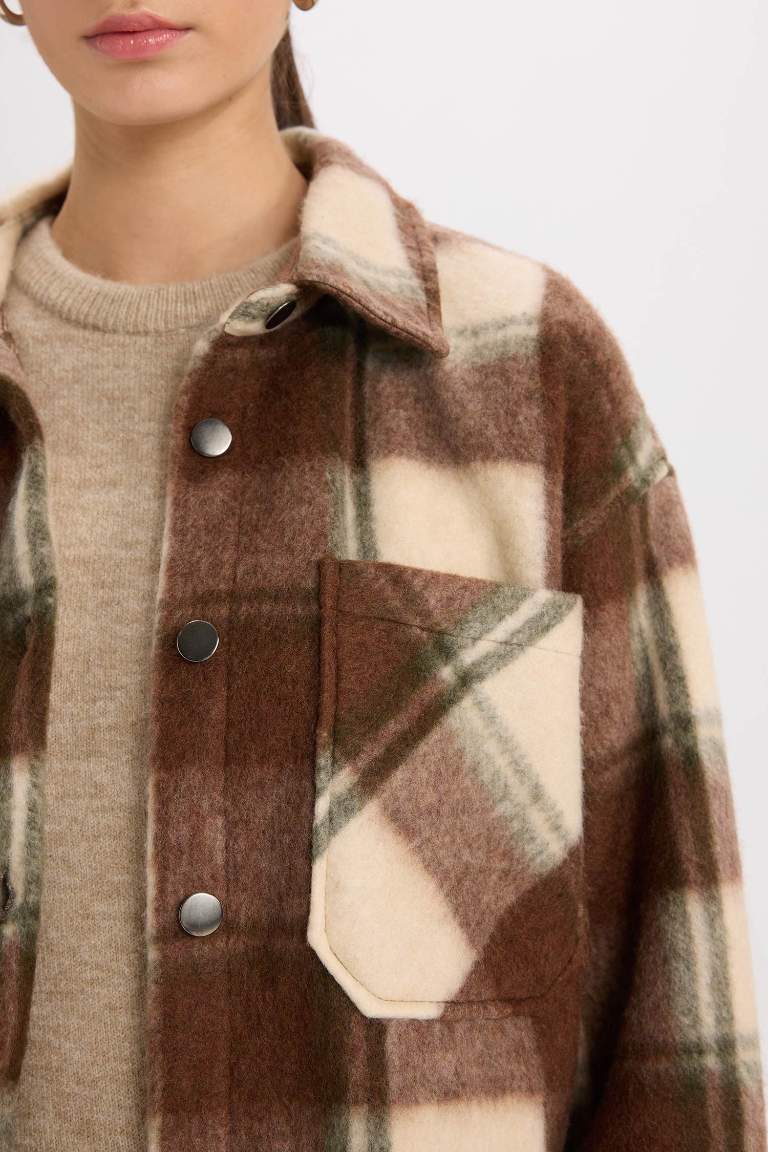 Oversize Fit Checked Flannel Shirt