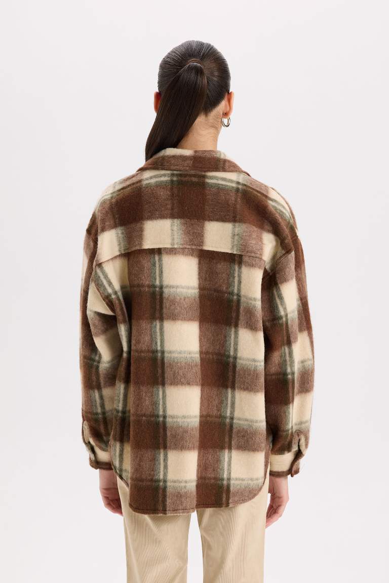 Oversize Fit Checked Flannel Shirt