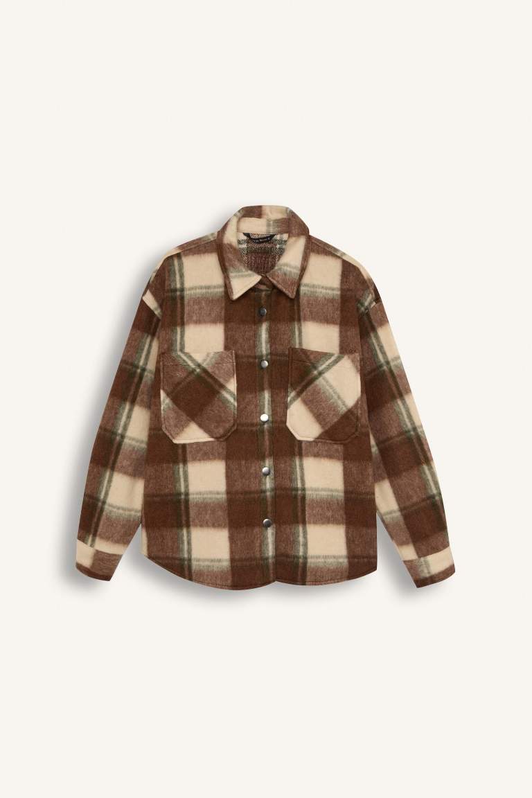 Oversize Fit Checked Flannel Shirt