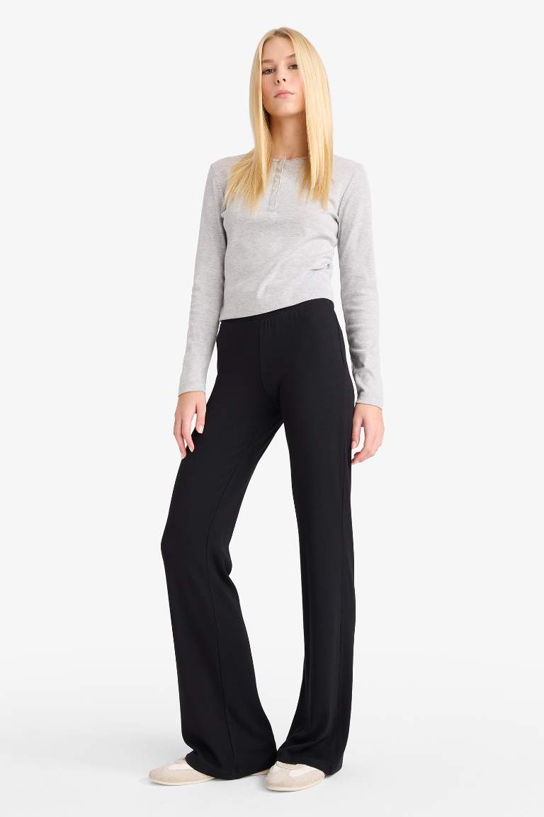 Coool Flare Fit Beli Lastikli İspanyol Paça Ribana Pantolon