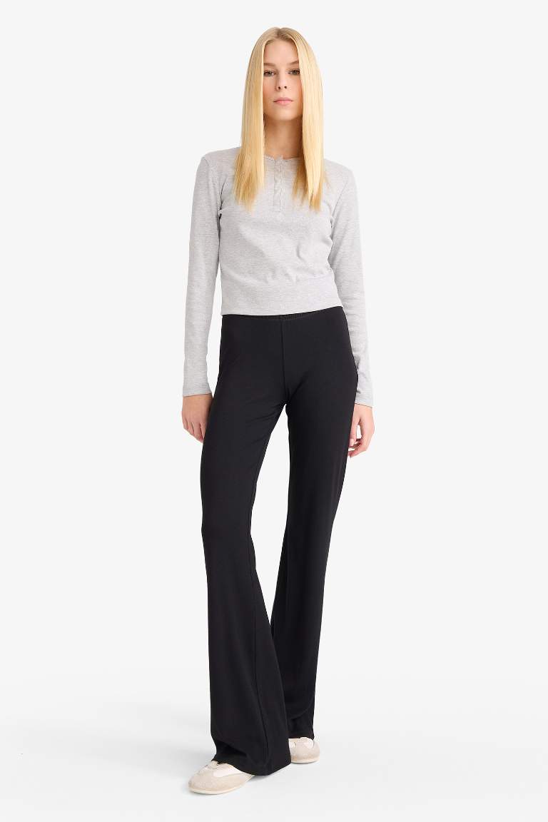 Coool Flare Fit Beli Lastikli İspanyol Paça Ribana Pantolon