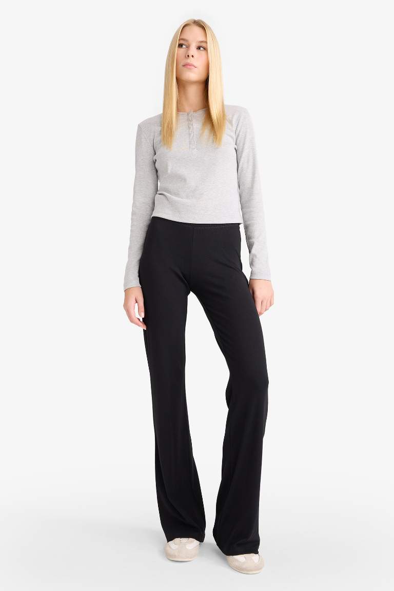 Coool Flare Fit Beli Lastikli İspanyol Paça Ribana Pantolon