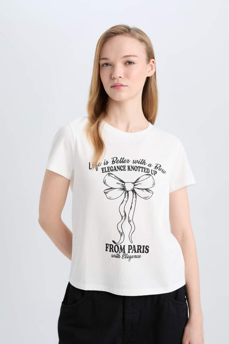 T-shirt imprimé à col rond et coupe régulière