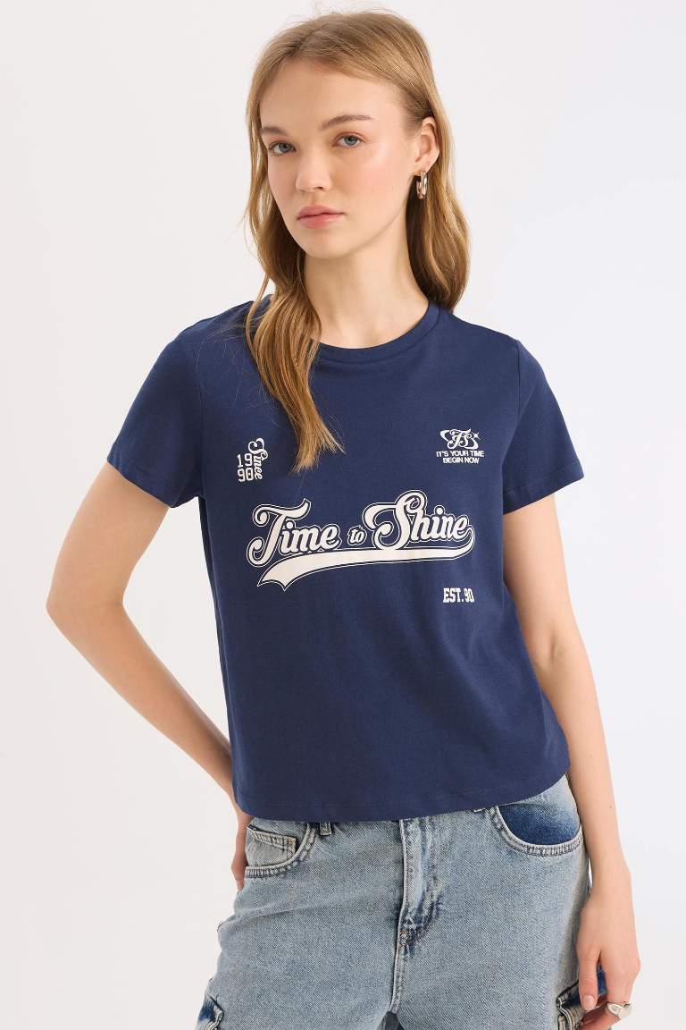 T-shirt imprimé à col rond et coupe régulière