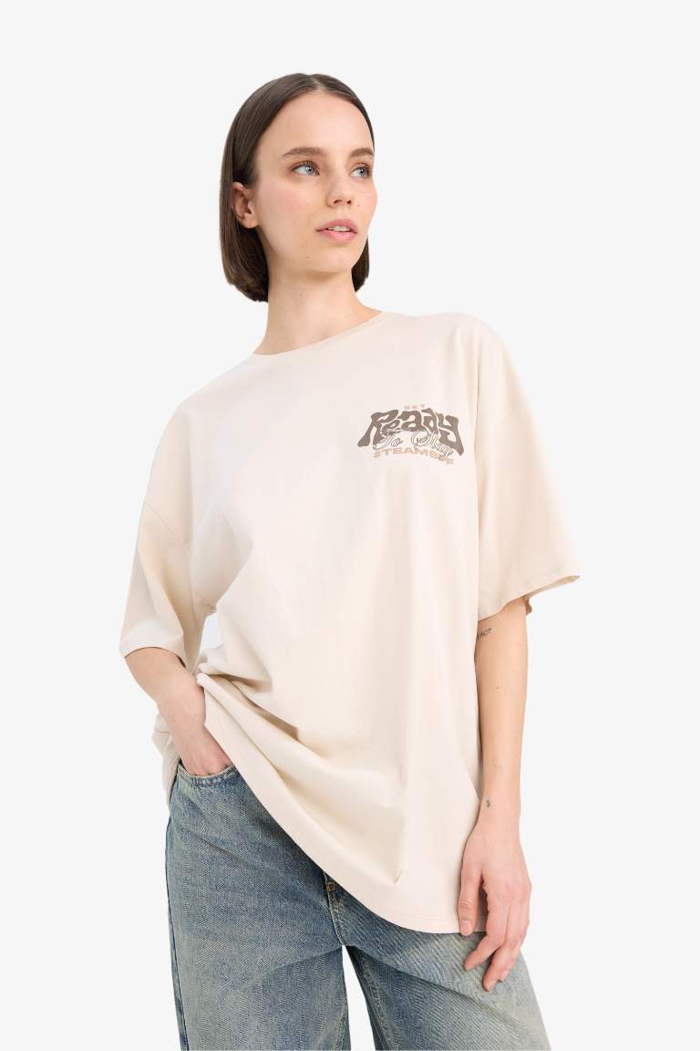 T-shirt oversize à col rond avec imprimé