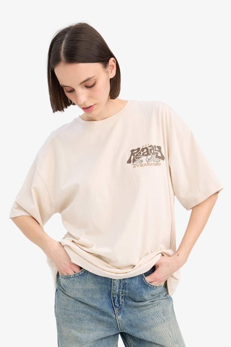 T-shirt oversize à col rond avec imprimé