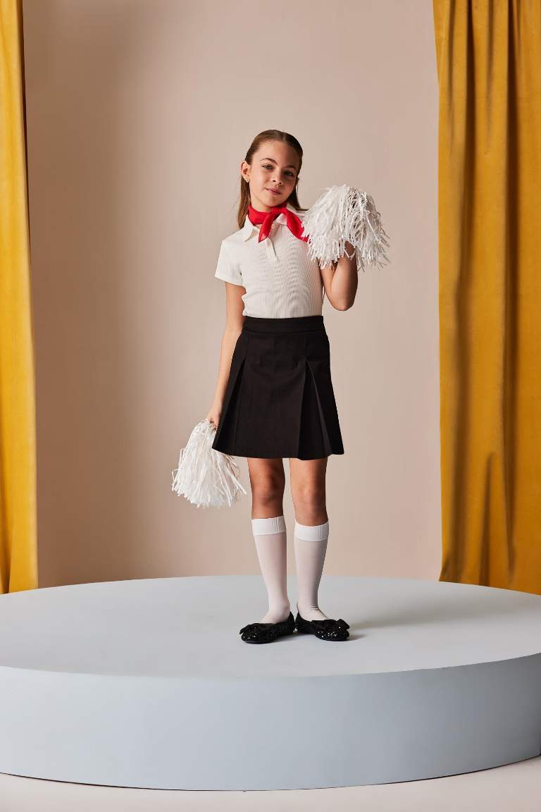Kız Çocuk Basic Düz Gabardin Şort Etek