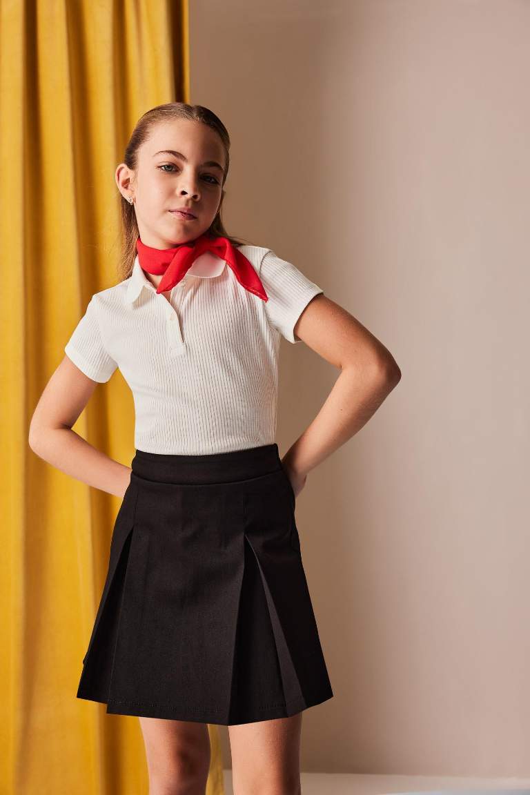 Kız Çocuk Basic Düz Gabardin Şort Etek