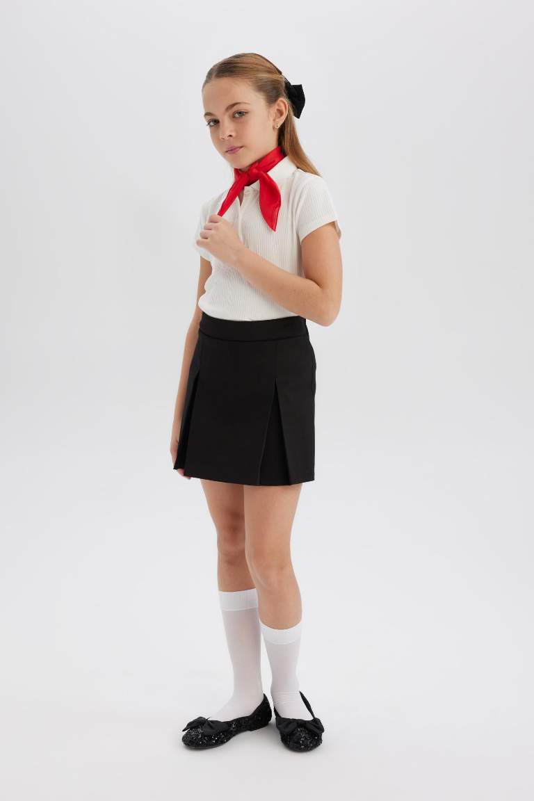 Kız Çocuk Basic Düz Gabardin Şort Etek