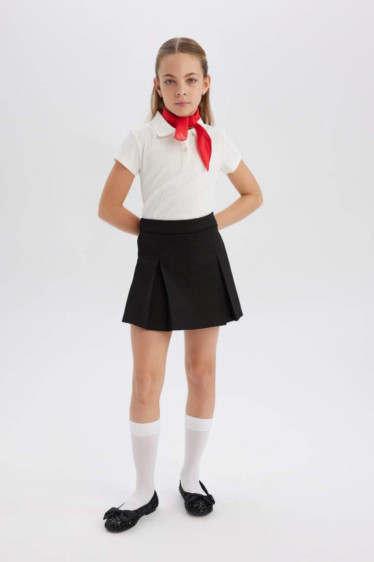 Kız Çocuk Basic Düz Gabardin Şort Etek