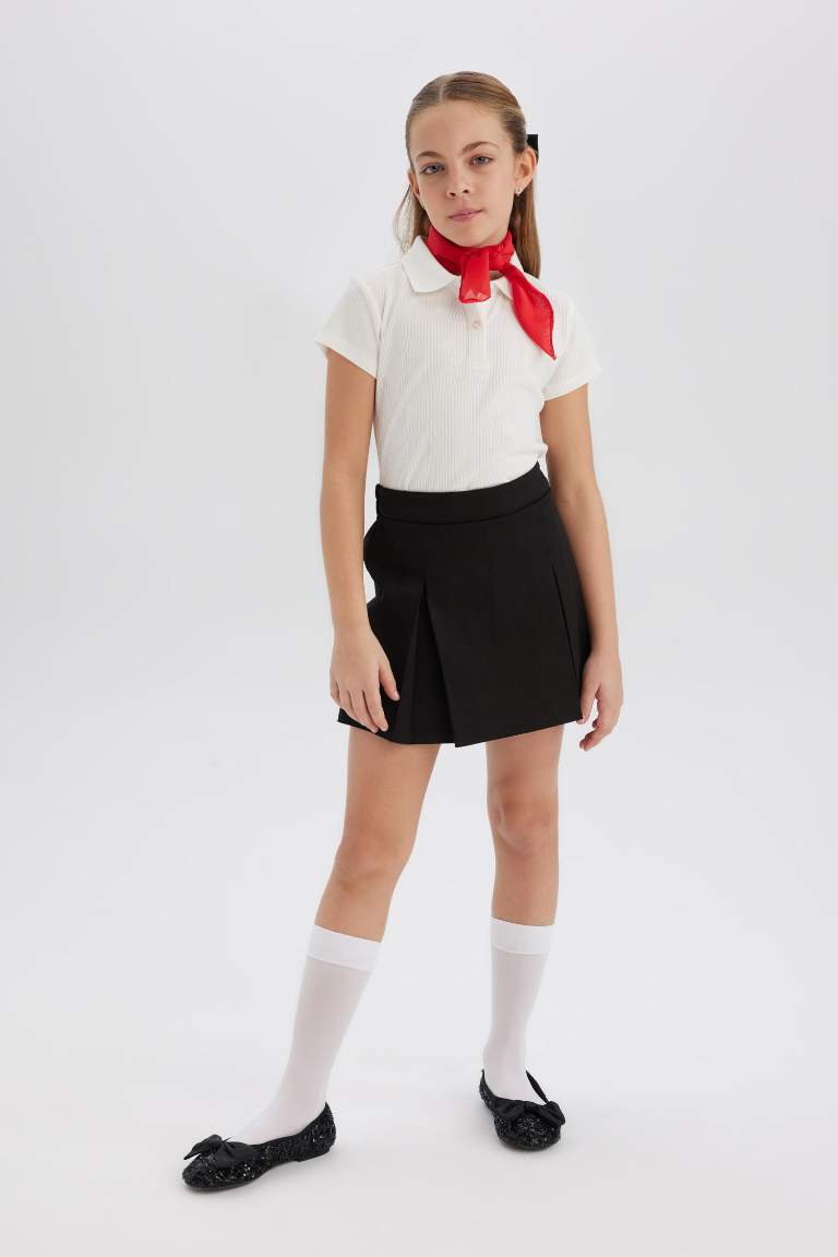 Kız Çocuk Basic Düz Gabardin Şort Etek