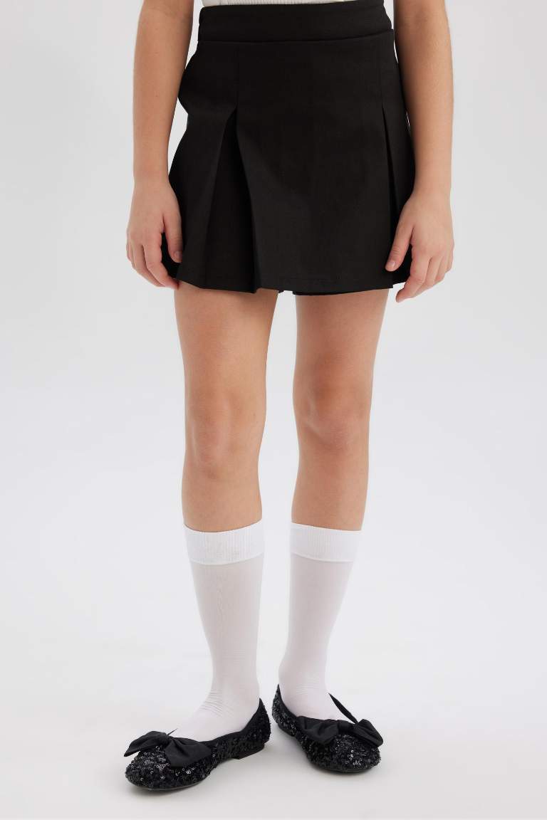Kız Çocuk Basic Düz Gabardin Şort Etek