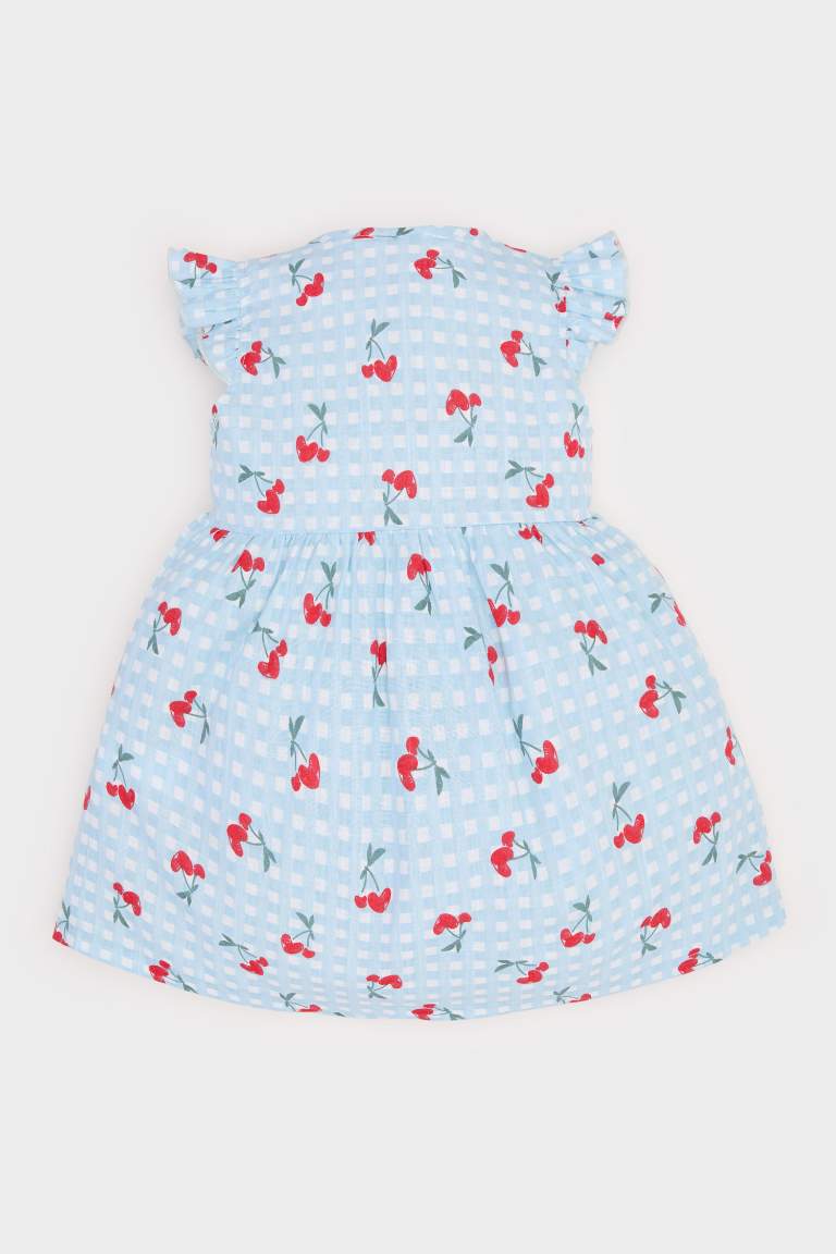 Baby Girl Patterned Short Sleeve Flam Poplin Dress