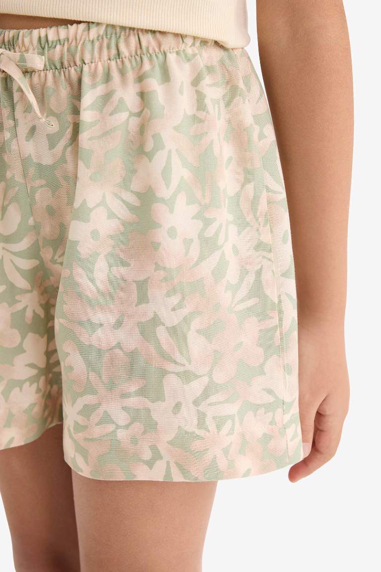 Girl Patterned Viscose Shorts