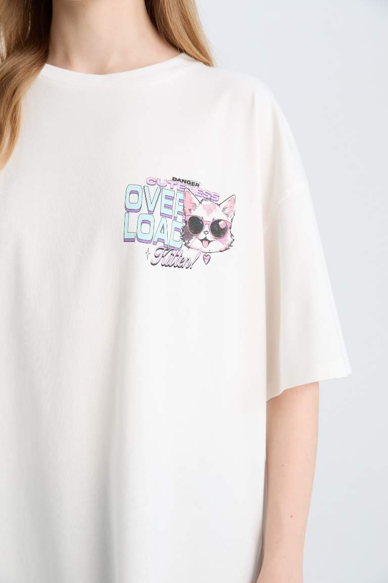 Oversize Fit Crew Neck Back Printed T-Shirt