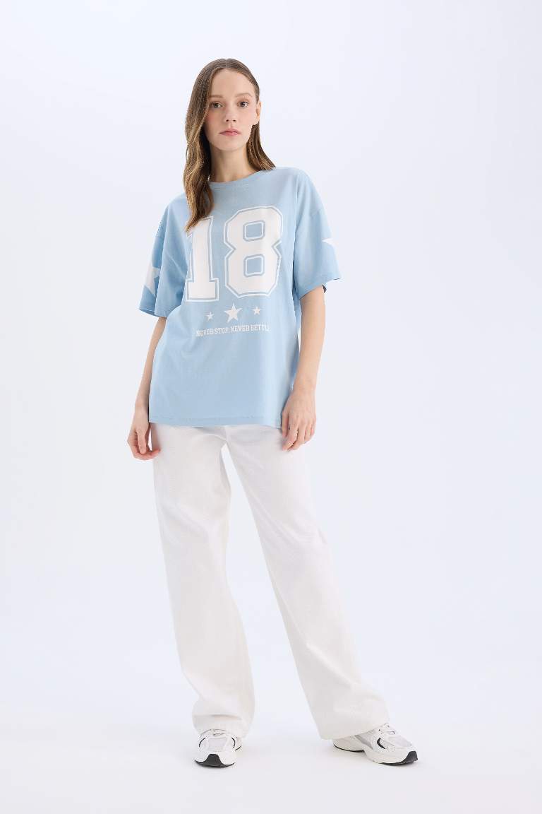 Oversize Fit Crew Neck Printed T-Shirt