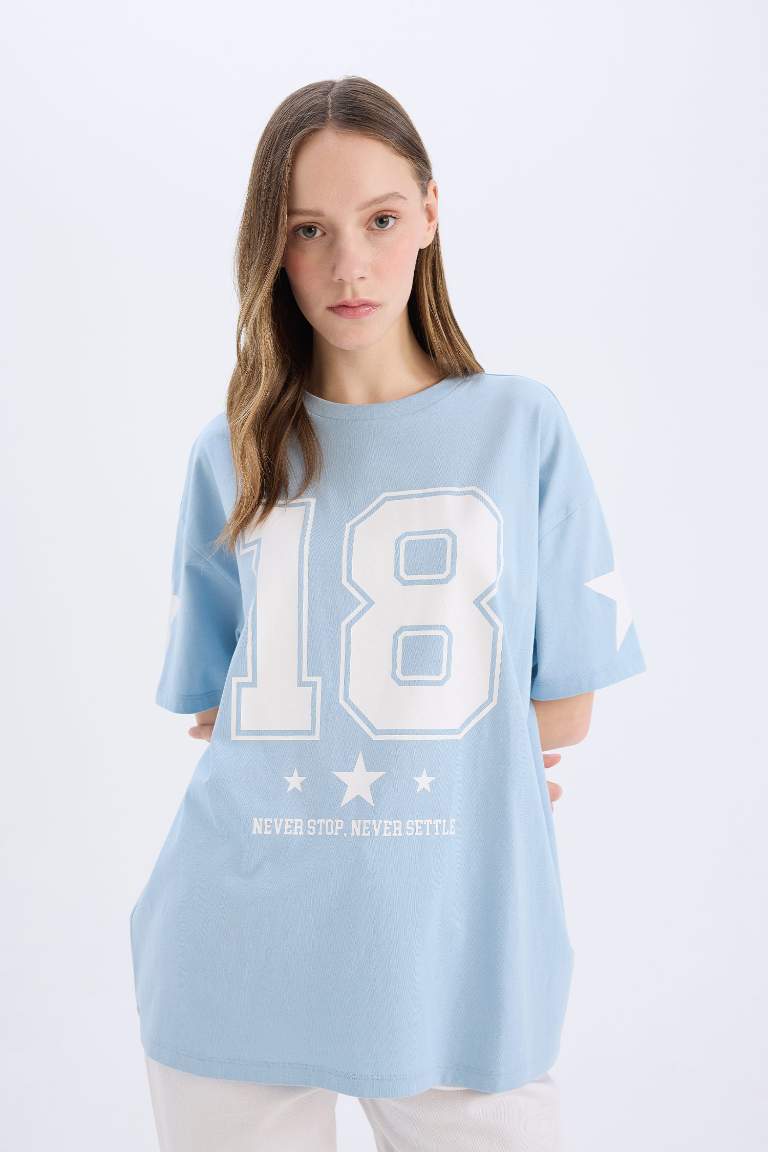 Oversize Fit Crew Neck Printed T-Shirt